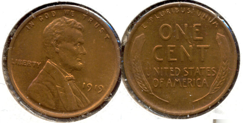 1919 Lincoln Cent MS-63 Red