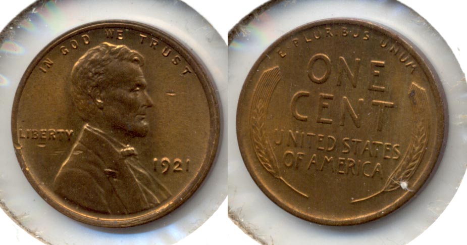 1921 Lincoln Cent MS-60 Red Brown