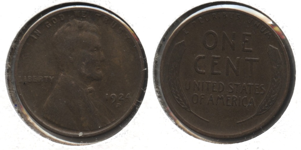 1924-D Lincoln Cent Fine-12 #d Old Cleaning