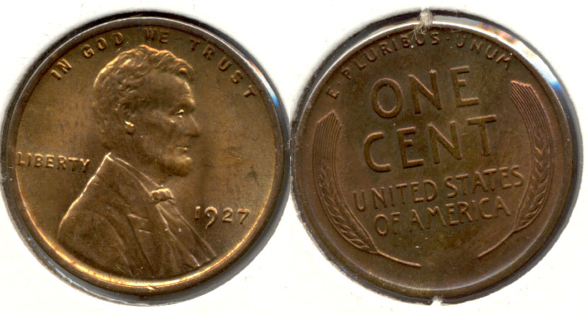 1927 Lincoln Cent MS-63 Red Brown b