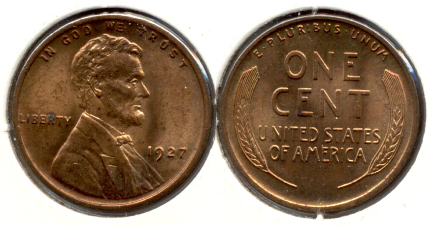 1927 Lincoln Cent MS-63 Red Brown e