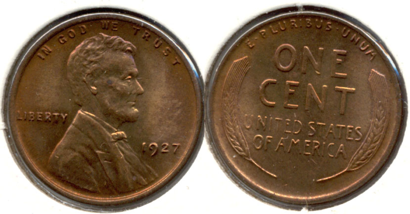 1927 Lincoln Cent MS-64 Red Brown