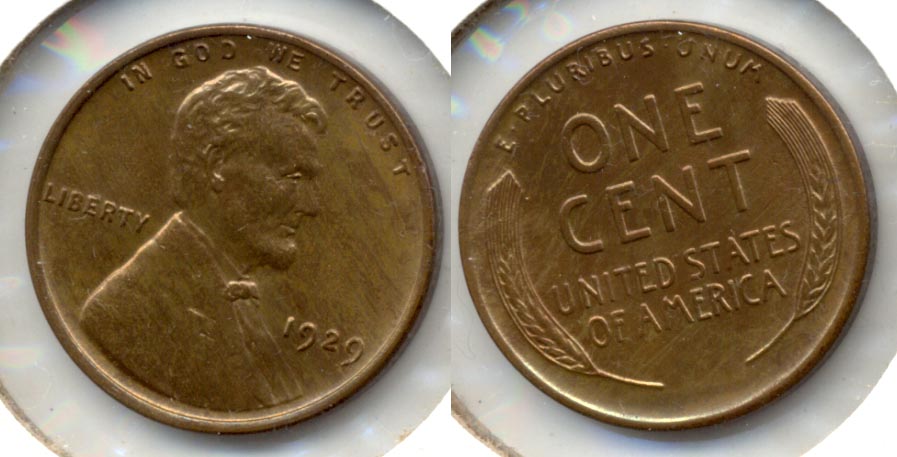1929 Lincoln Cent MS-63 Red Brown a