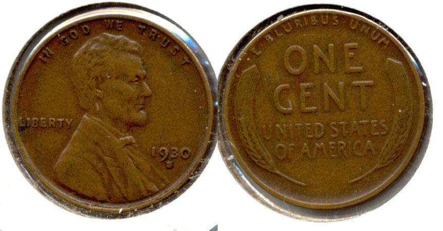 1930-S Lincoln Cent AU-50 e
