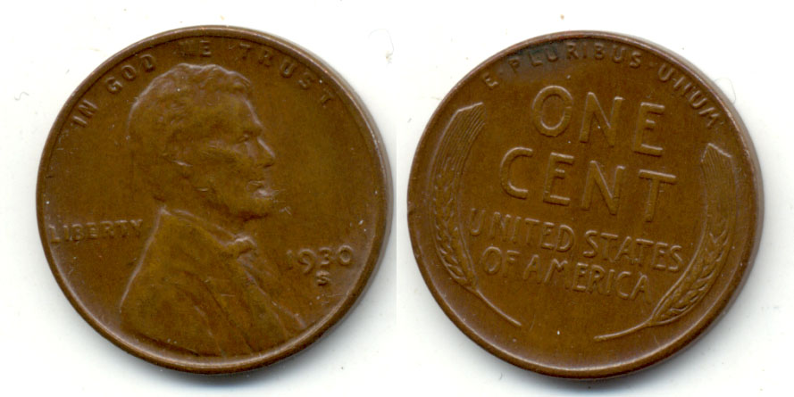 1930-S Lincoln Cent AU-55 b