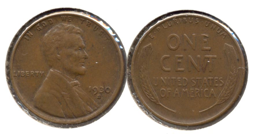 1930-S Lincoln Cent AU-55 f