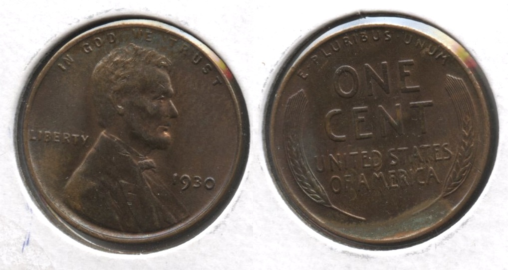 1930 Lincoln Cent MS-60 Brown Some Green #b