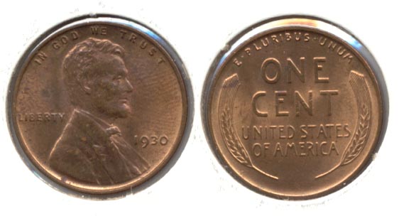1930 Lincoln Cent MS-60 Red Brown