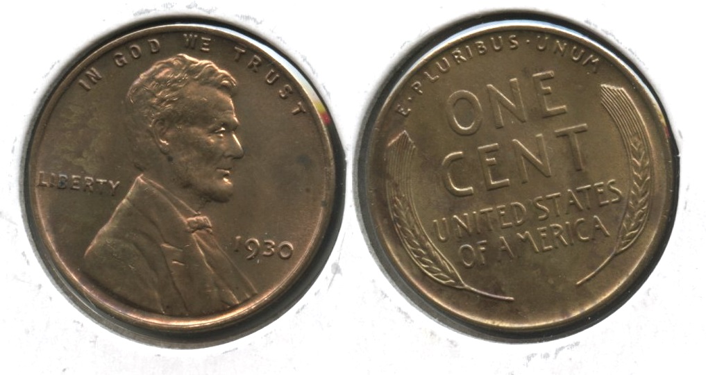 1930 Lincoln Cent MS-60 Red Brown #n