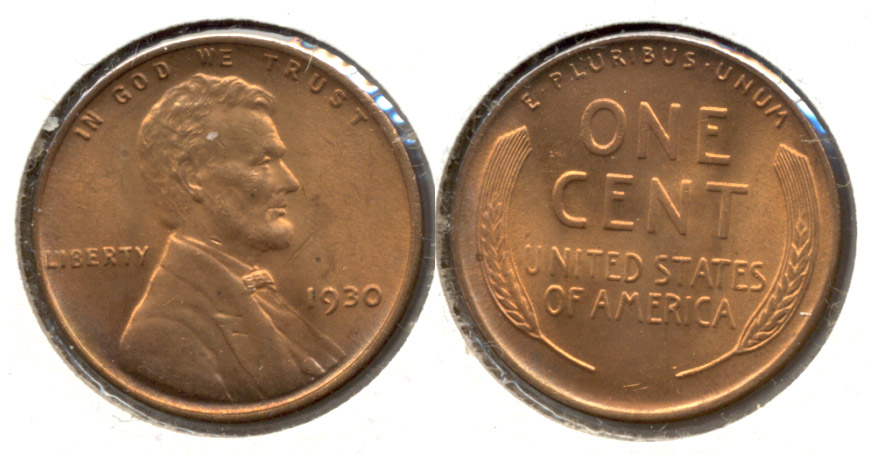 1930 Lincoln Cent MS-63 Red Brown #e