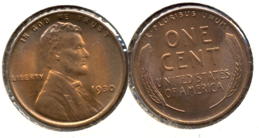 1930 Lincoln Cent MS-63 Red Brown m