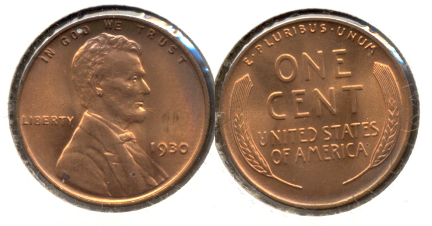 1930 Lincoln Cent MS-63 Red Brown w