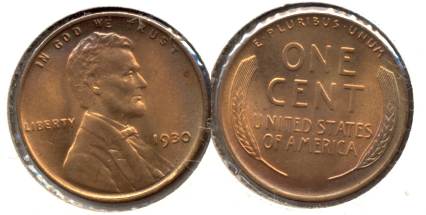 1930 Lincoln Cent MS-64 Red Brown e