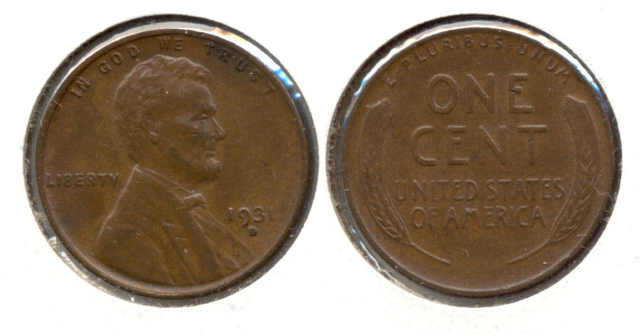 1931-D Lincoln Cent AU-50 o Nose Nick