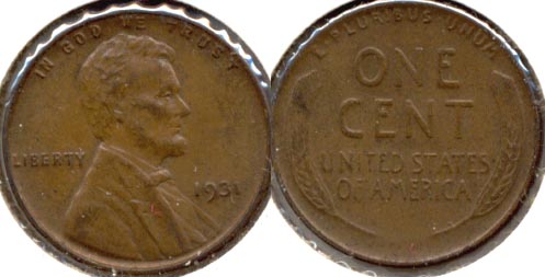 1931 Lincoln Cent AU-50 a