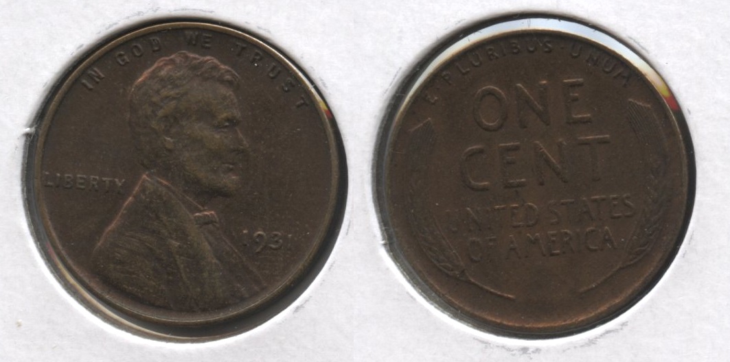1931 Lincoln Cent AU-50 #k