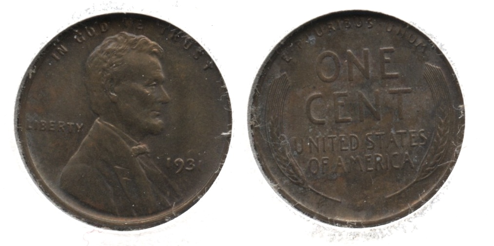 1931 Lincoln Cent MS-63 Brown