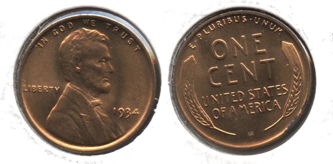 1934 Lincoln Cent MS-64 Red