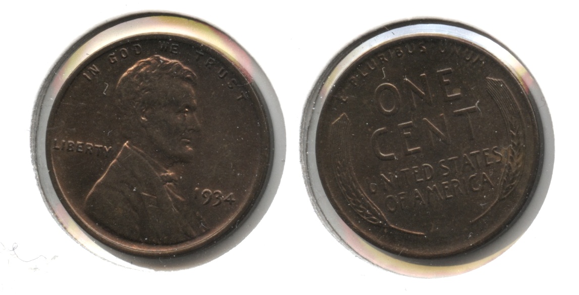 1934 Lincoln Cent MS-65 Red Brown