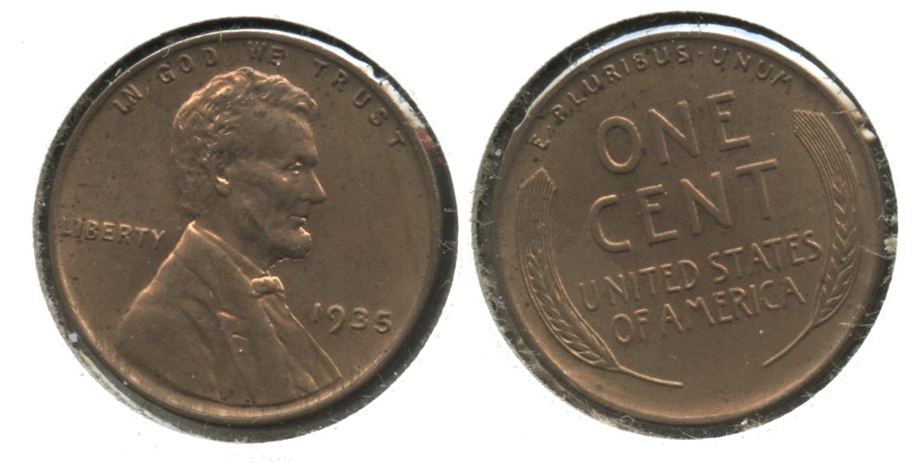 1935 Lincoln Cent MS-60 Red Brown