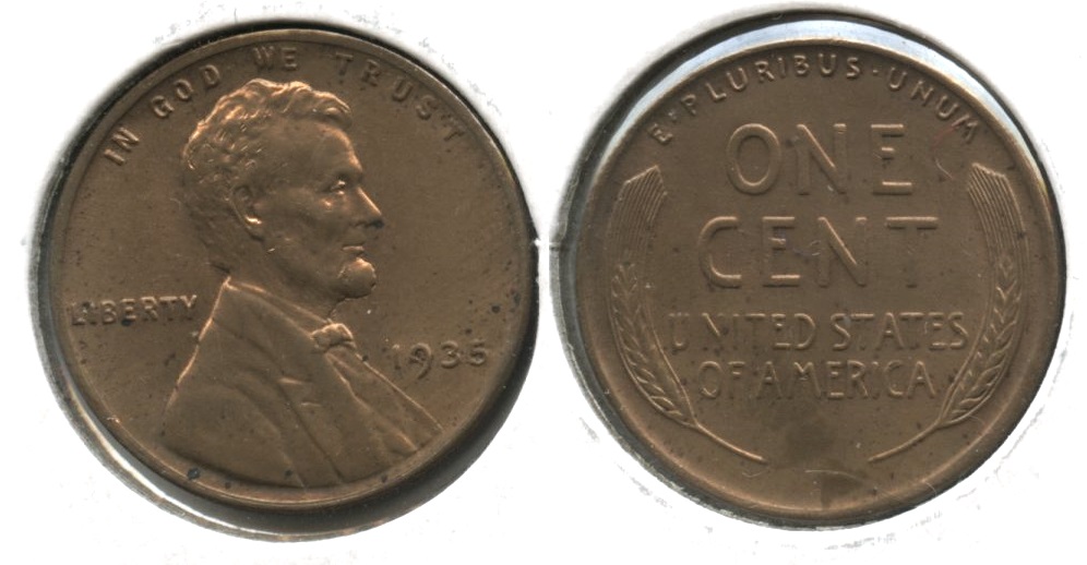 1935 Lincoln Cent MS-60 Red Brown #b