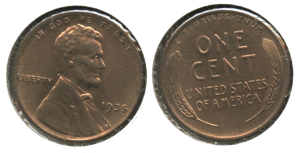 1935 Lincoln Cent MS-60 Red Brown #d