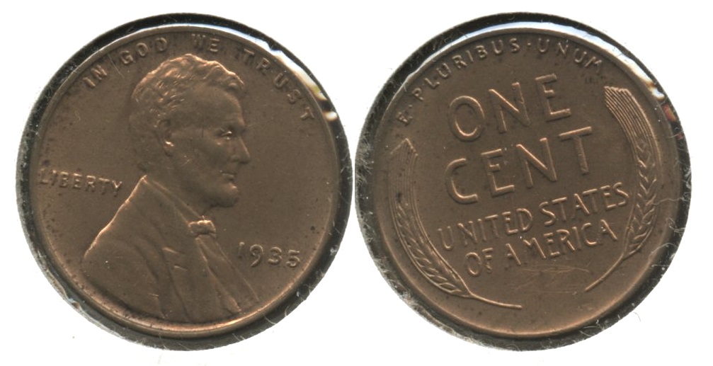 1935 Lincoln Cent MS-60 Red Brown #e