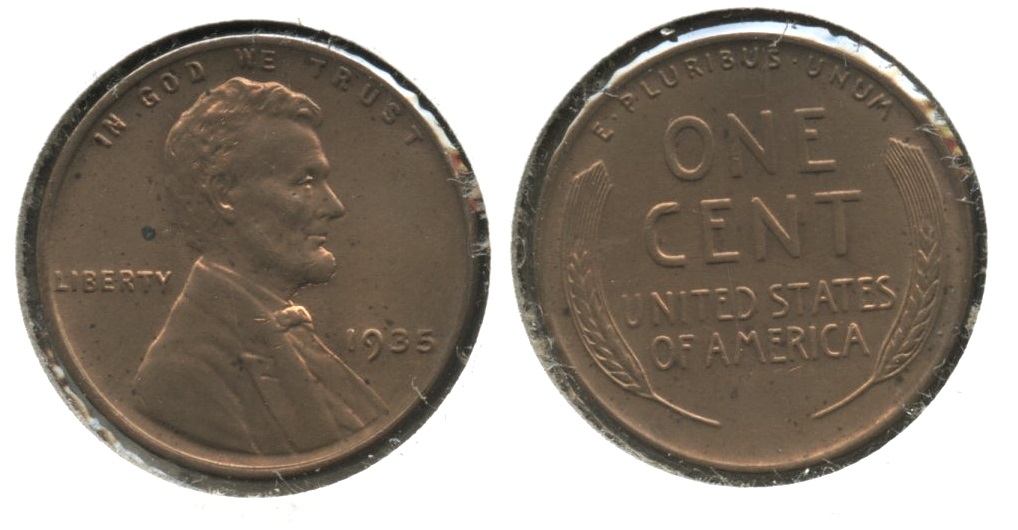 1935 Lincoln Cent MS-60 Red Brown #k