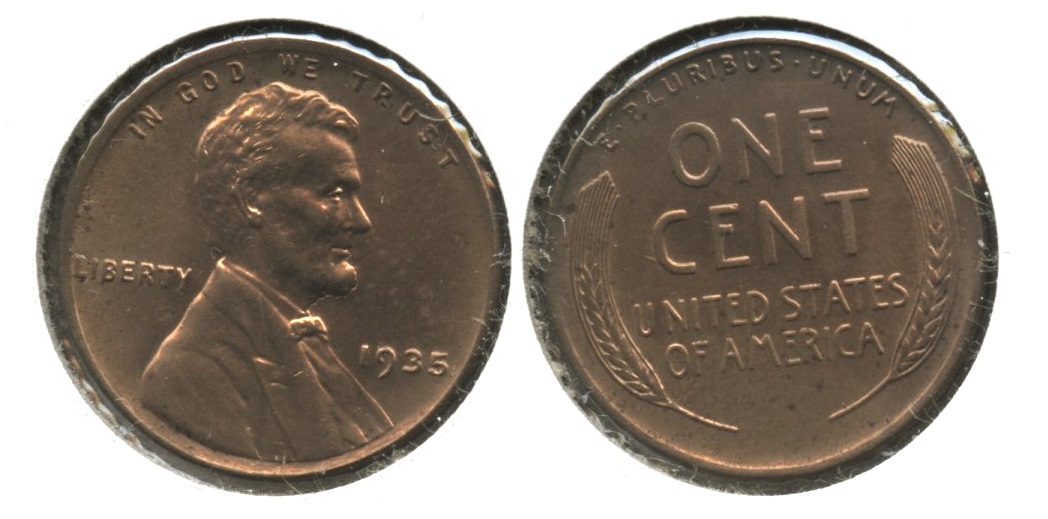 1935 Lincoln Cent MS-60 Red #a