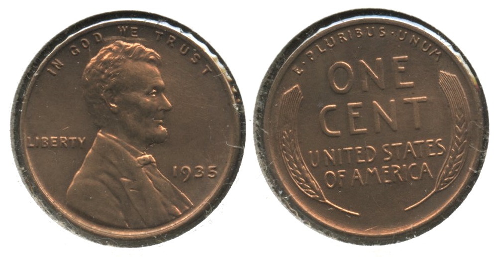 1935 Lincoln Cent MS-63 Red #a