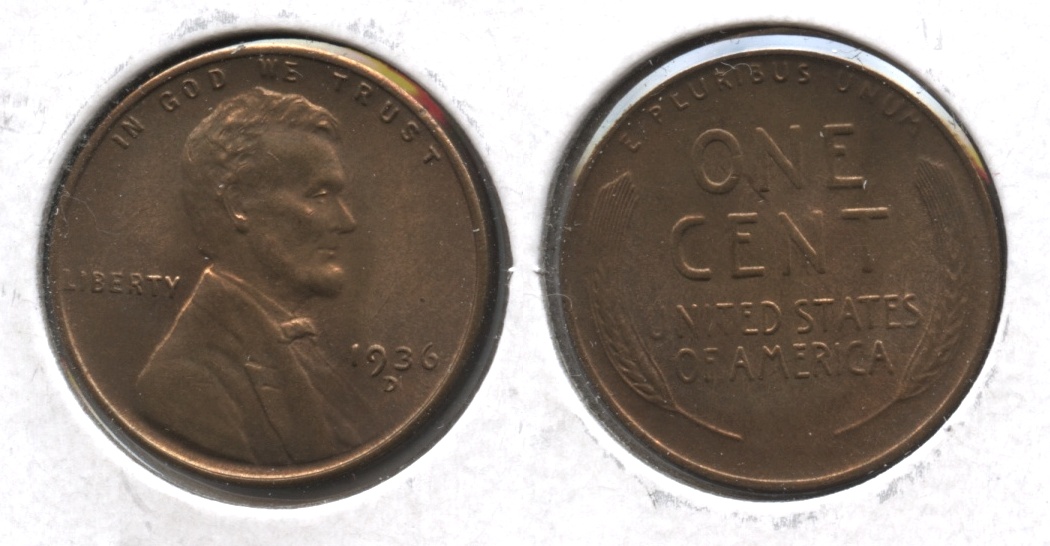 1936-D Lincoln Cent MS-64 Red Brown