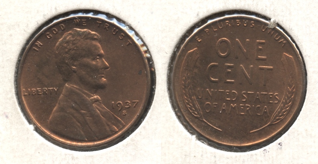 1937-S Lincoln Cent MS-61 Red Brown