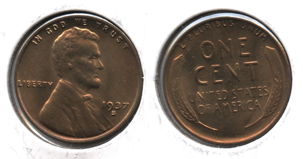 1937-S Lincoln Cent MS-65 Red Brown #a