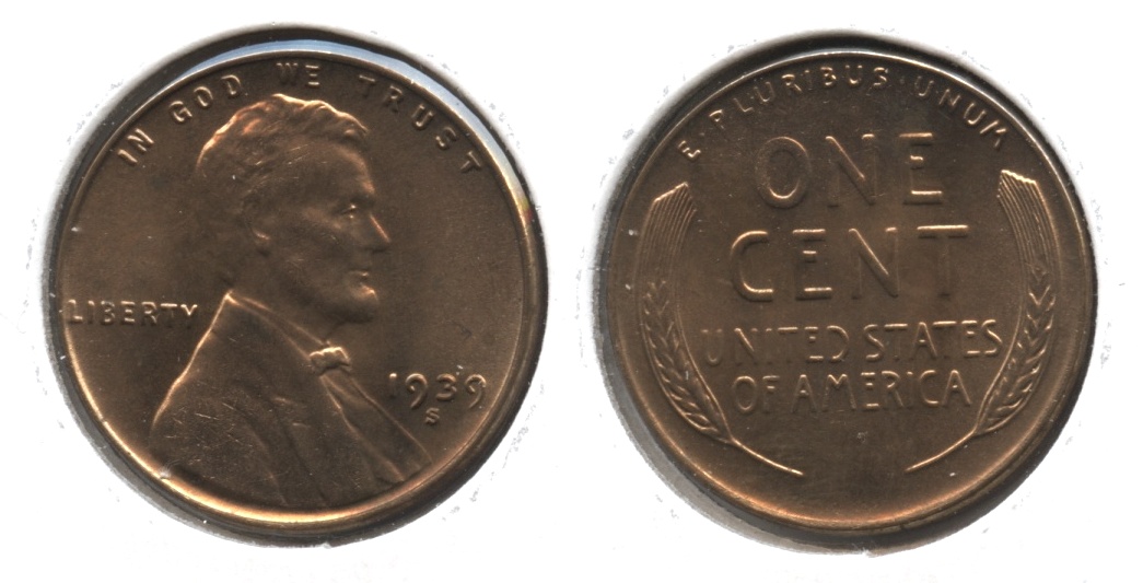 1939-S Lincoln Cent MS-61 Red Brown #c