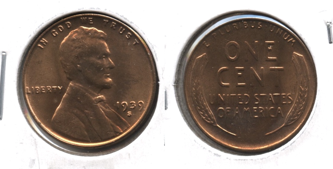 1939-S Lincoln Cent MS-61 Red #b