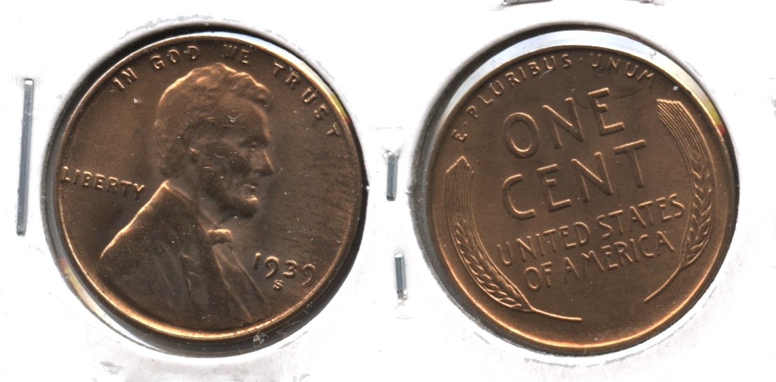 1939-S Lincoln Cent MS-61 Red #f