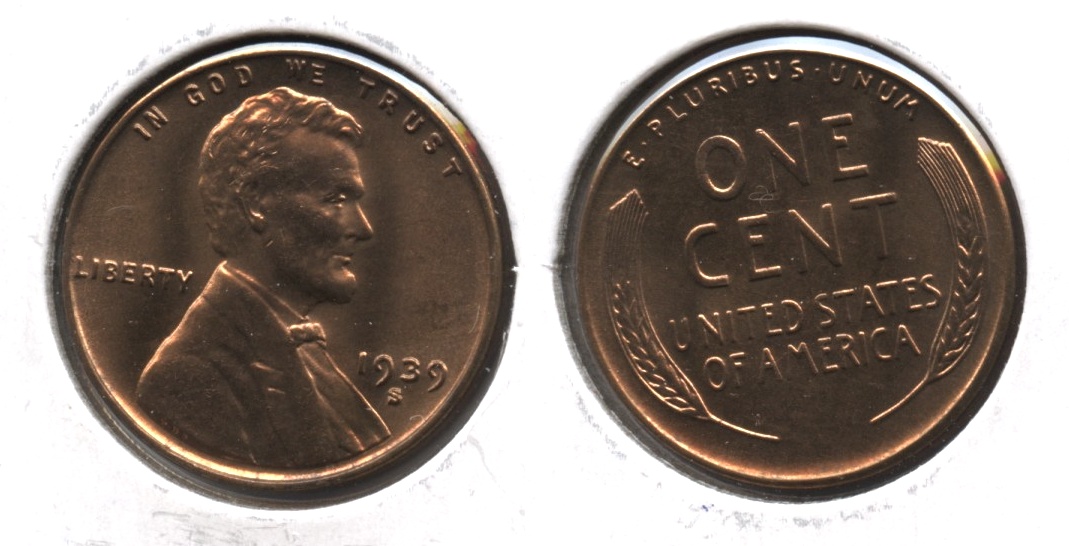 1939-S Lincoln Cent MS-62 Red #f