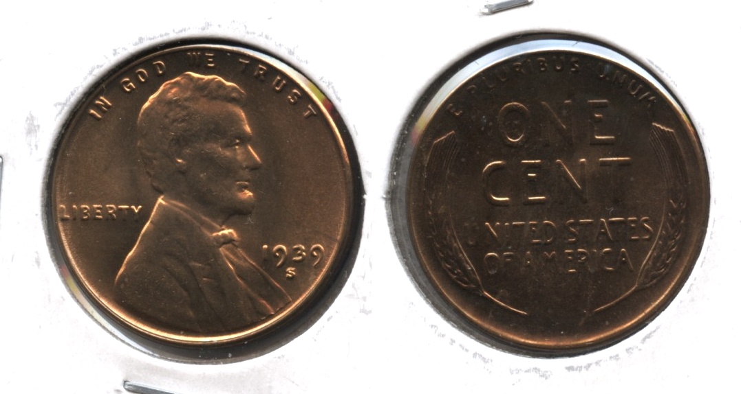 1939-S Lincoln Cent MS-63 Red Brown #c