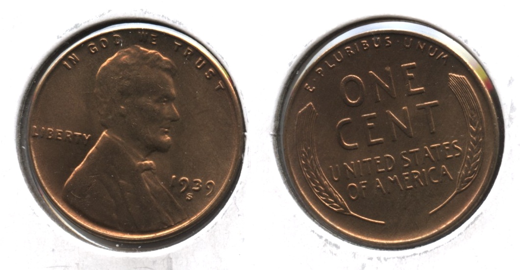 1939-S Lincoln Cent MS-63 Red Brown #f