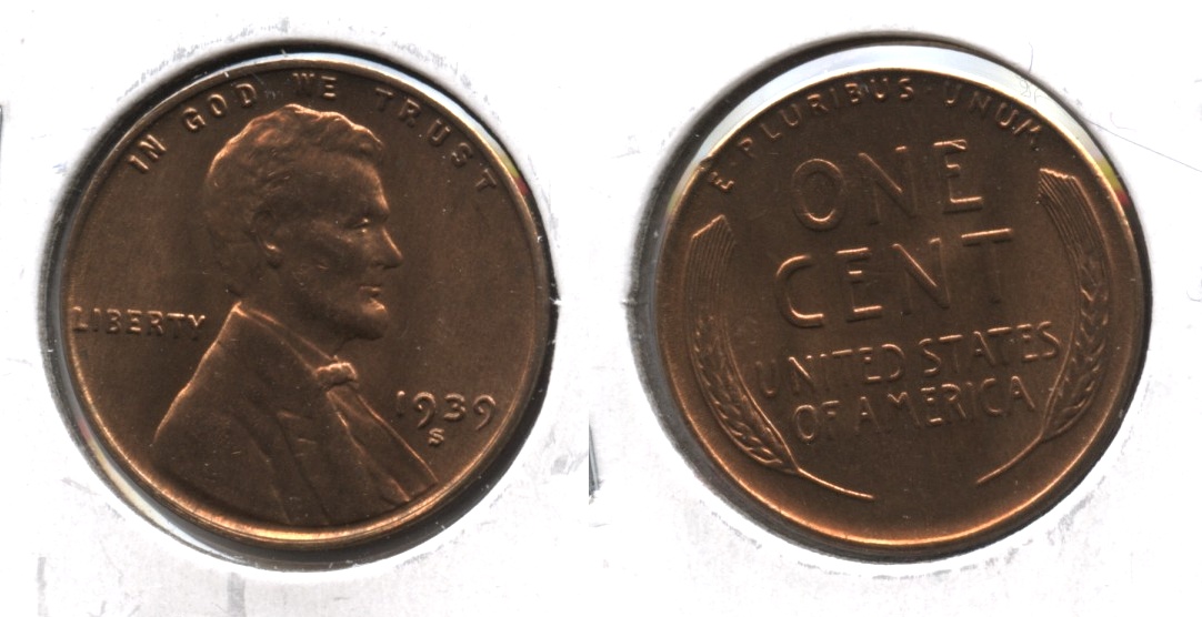 1939-S Lincoln Cent MS-63 Red Brown #g