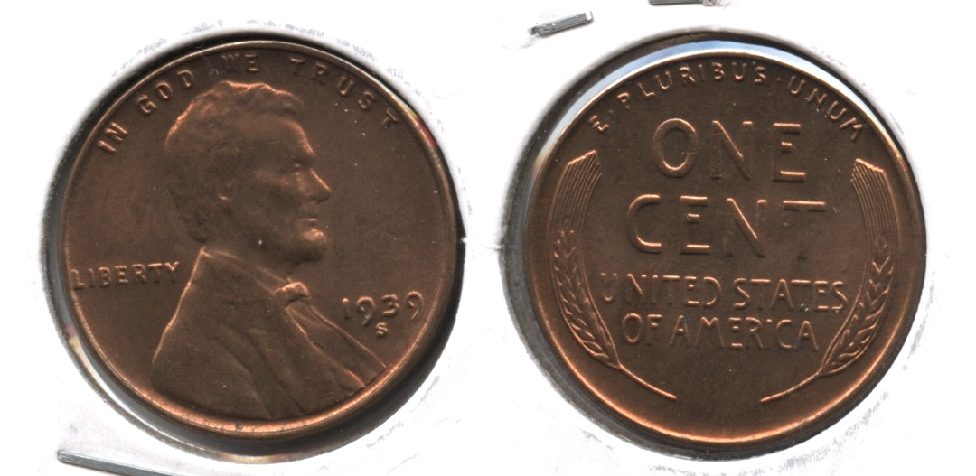 1939-S Lincoln Cent MS-63 Red Brown #h