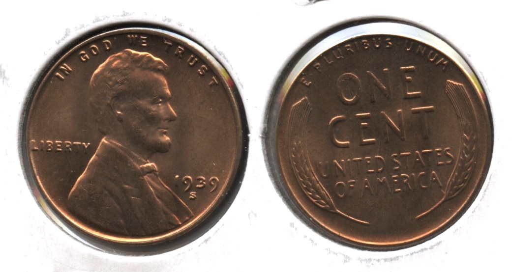 1939-S Lincoln Cent MS-63 Red #j