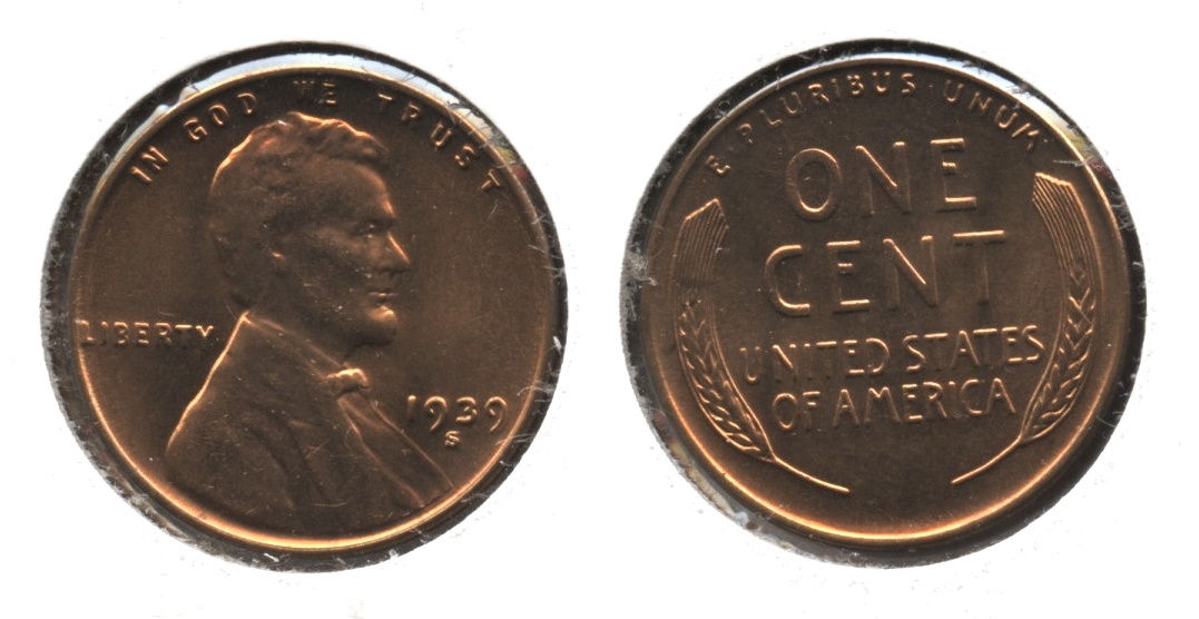 1939-S Lincoln Cent MS-64 Red #b