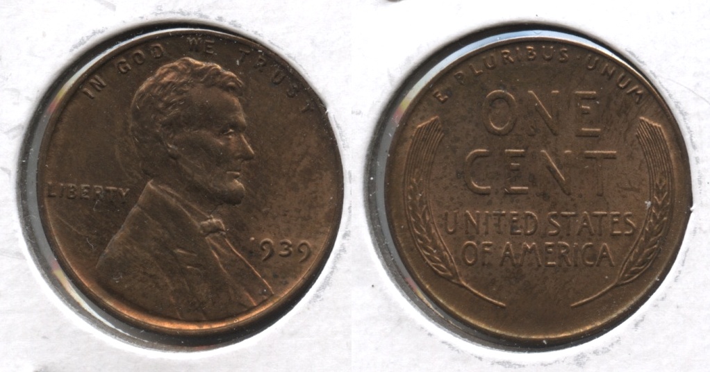1939 Lincoln Cent MS-61 Red Brown #c