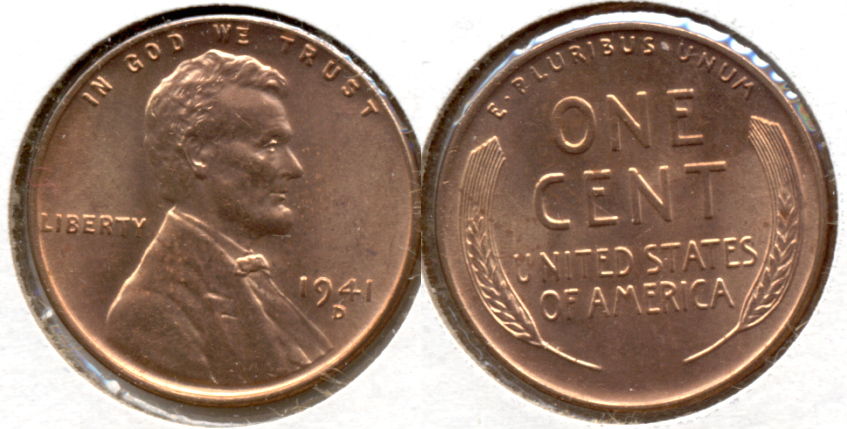 1941-D Lincoln Cent MS-62 Red c