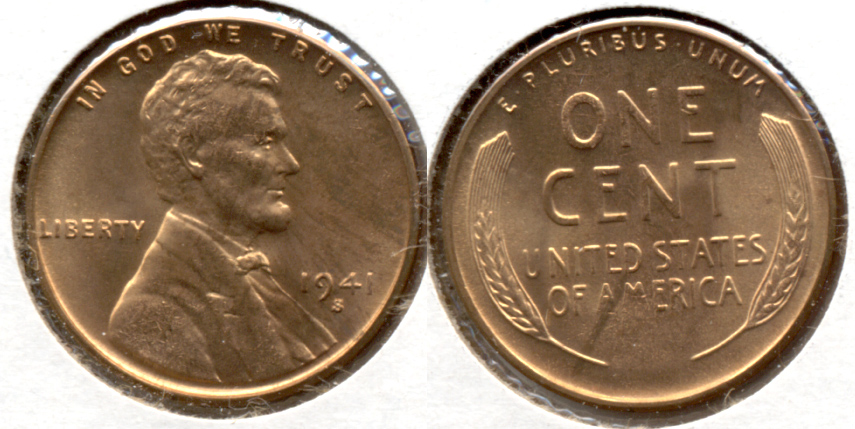 1941-S Lincoln Cent MS-61 Red b