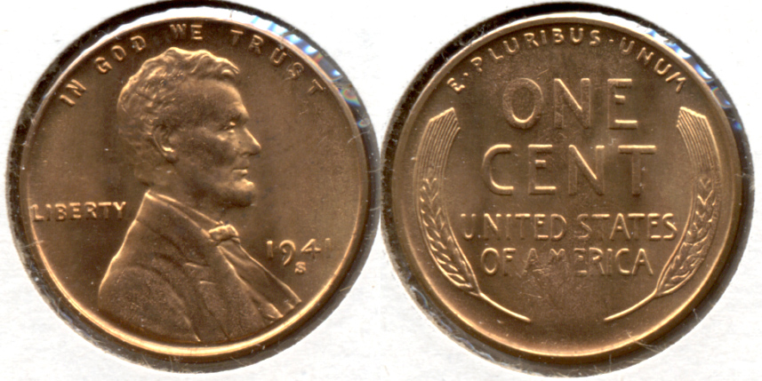 1941-S Lincoln Cent MS-61 Red d