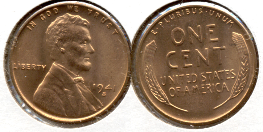 1941-S Lincoln Cent MS-61 Red e