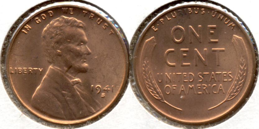 1941-S Lincoln Cent MS-61 Red f