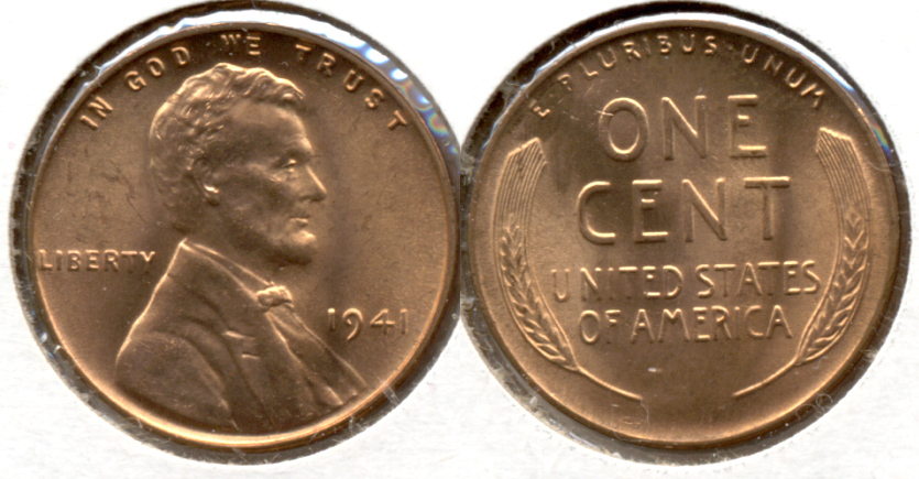 1941 Lincoln Cent MS-62 Red b